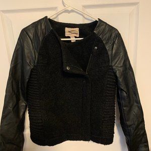 Black Jacket with Leather Sleeves